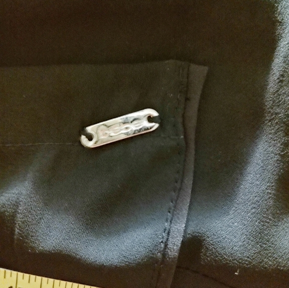 Black lightweight button down blouse with gold hardware. - Picture 3 of 5